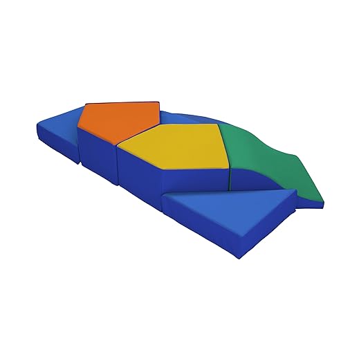 Factory Direct Partners 13680-110 SoftScape Super Fun Wall Climber, Indoor Active Play Structure for Toddlers and Kids, Ramps for Crawling, Sliding and Climbing (8-Piece) - Multicolor