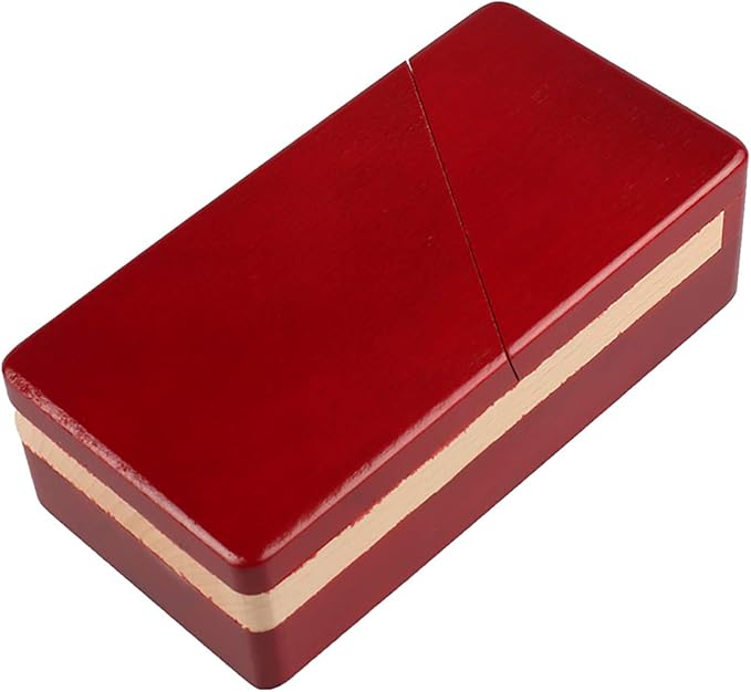 Gift Card Money Holder Puzzle Gift Case Box Big Secret Opening Impossible Box Puzzle Handmade 3D Brain Teaser Puzzle Magic Wooden Mysterious Box Gift Box Cube Game Box IQ Toys by AHYUAN (Red)