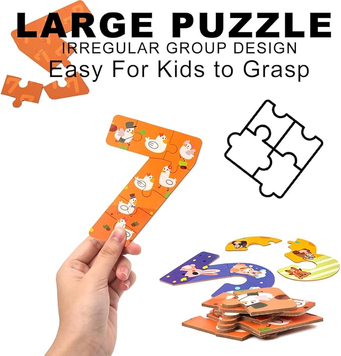 Wooden Floor Puzzles for Kids Ages 3-5,Montessori Preschool Educational Learning Alphabet Puzzle & Animal Puzzle for Preschool Toddler Boys Girls Ages 3+