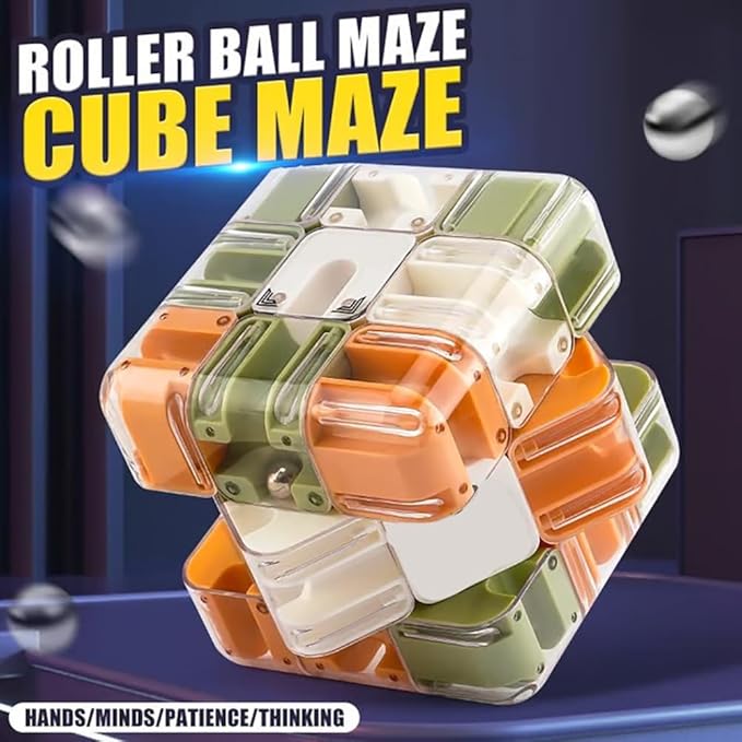 Large Labyrinth 3D Puzzle Maze Cube - Engaging Brain Teaser Toy, High Difficulty Puzzle, 3D Magic Cube Maze Ball Puzzles - Spatial Awareness Brain Training Toy ﻿(2PCS)