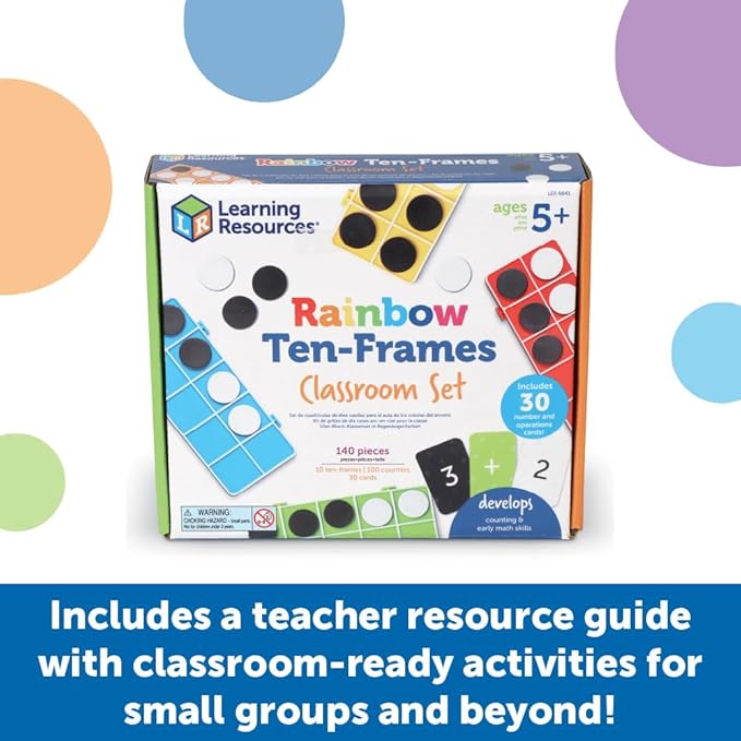 Learning Resources Rainbow Ten-Frames Classroom Set, 140 Pieces - Math Tools for Students Ages 5+, School Supplies and Teacher Resources, Classroom Supplies