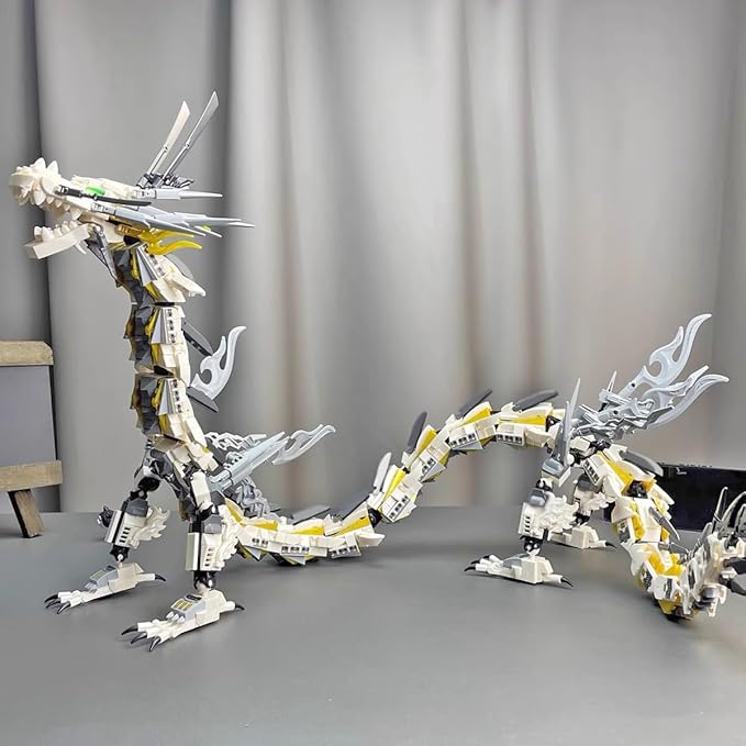 HONLANCH Dragon Series White Mechanical Hurricane Dragon Building Blocks Set (1485Pieces)-Toys Gifts for Kid and Adult