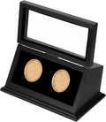 PATIKIL Coin Display Case, 2 Slots Coin Presentation Display Box Coin Box Coin Case with Coin Holder Fit 38-44.5mm Coin for Silver Dollar Collectors, Black