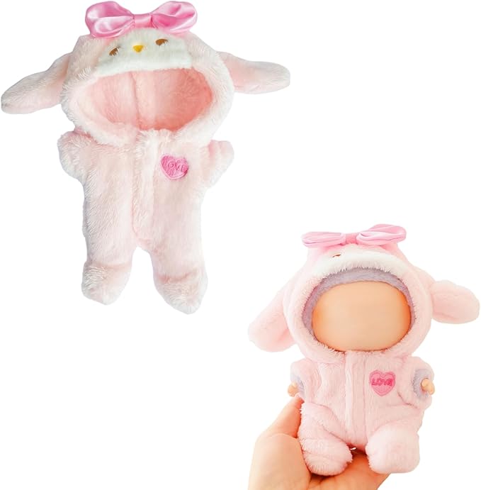 17cm Doll Clothes Set, Overalls Set for 6.7inch Doll Suit, Faking Animal Style Outfit Jumpsuit, Cute Fashion Dress Up Clothes Accessories for 1st/2nd/3rd Gen Dolls (Rabbit)
