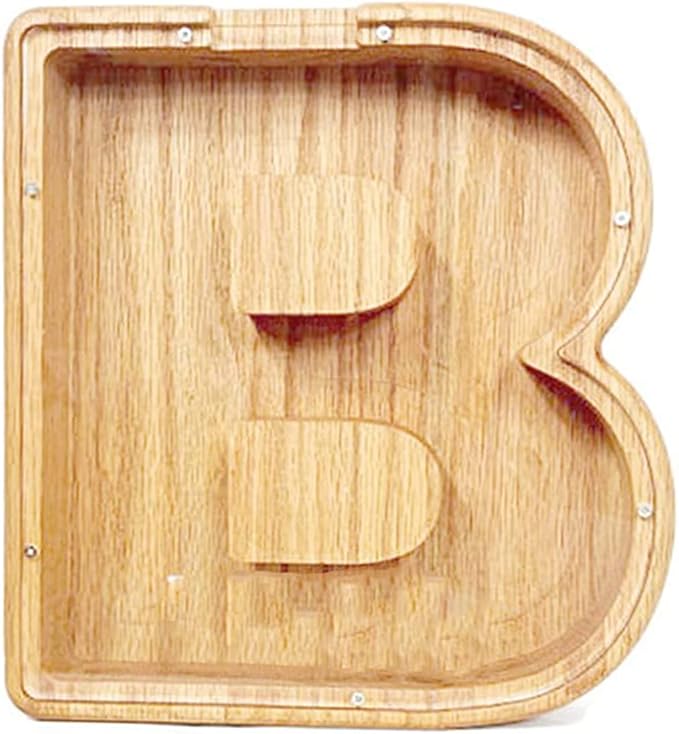 Twenty-six English Alphabet A-Z Letter Piggy Bank,Large-Capacity Transparent Wooden Alphabet Piggy Bank，Personalized Coin Savings Box, Name DIY Creative Purchase Combination.