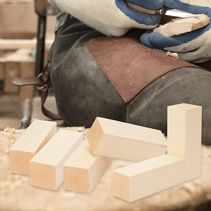 4 Pcs Basswood Carving Blocks, 2x2x2 inch Whittling Bass Wood Blocks Kit, Carving Soft Wooden Block for Beginners and Professional Artists DIY Wood Carving Crafts