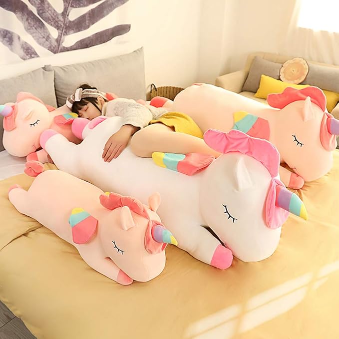 Unicorn Stuffed Animal, Soft Unicorn Plush Hugging Pillow Toy Gifts for Kids (White, 19.6 in)