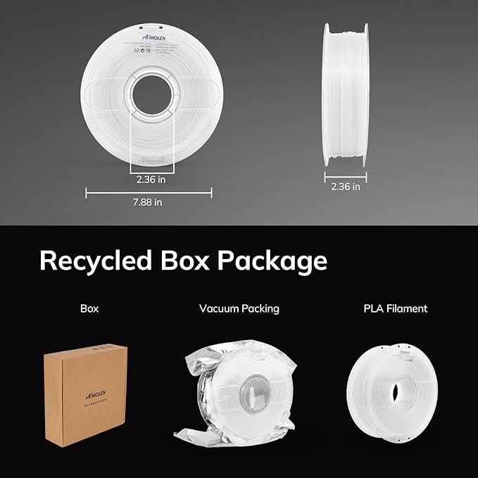 AMOLEN 3D PLA Printer Filament, 1.75mm Glow in The Dark White PLA Filament for 3D Printing, Best with UV Lamps, 1kg Spool (2.2lbs), Dimensional Accuracy +/- 0.02 mm, Fit Most FDM 3D Printers