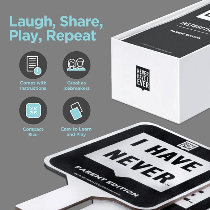 Never Have I Ever Card Game - Parent Edition, Fun and Engaging Adult Party Games for Game Night, Date Night, or Vacation, Includes Hilarious and Relateable Prompts for Couples with Kids, Ages 17+
