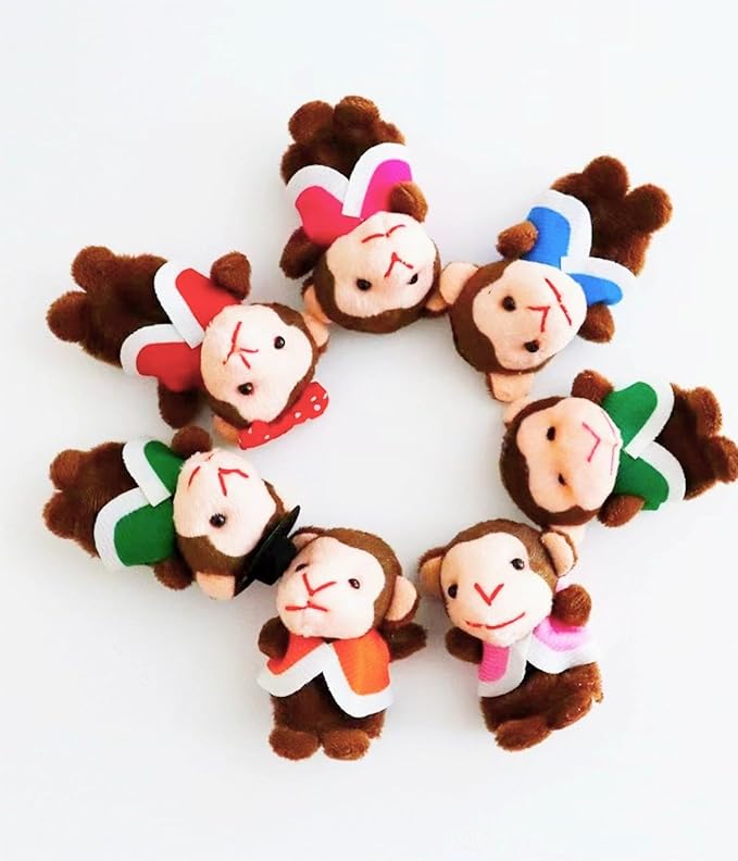 5 Little Monkeys Finger Puppets for Kids, 7 Pack Plush Finger Puppets Toy, Storytelling Theater Role Play, Bedtime Story for Toddlers