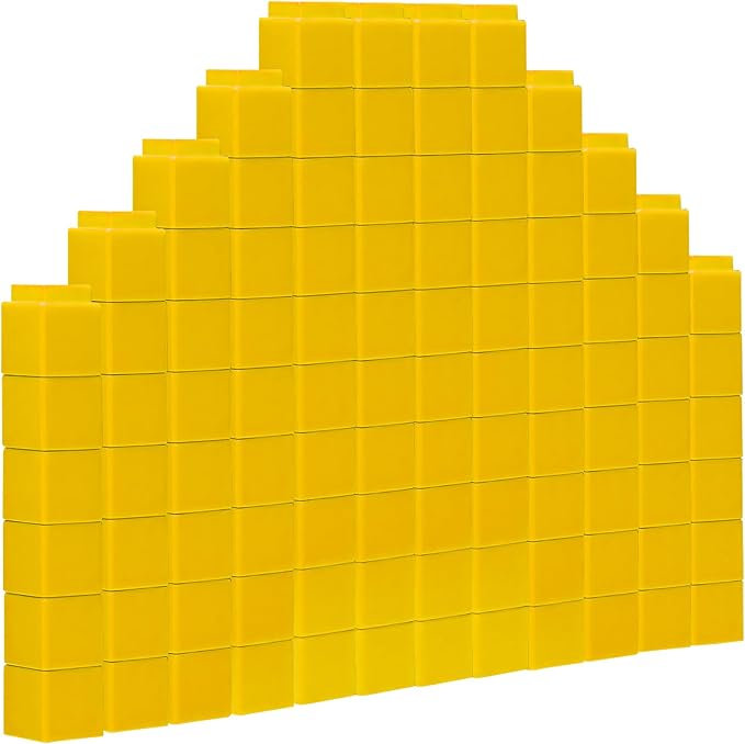 100 Pcs Yellow Linking Cubes for Math Counting Cubes Manipulatives Plastic Counting Block Manipulative Classroom Learning Supplies for Educational Preschool Activities Boy Girl (Yellow)