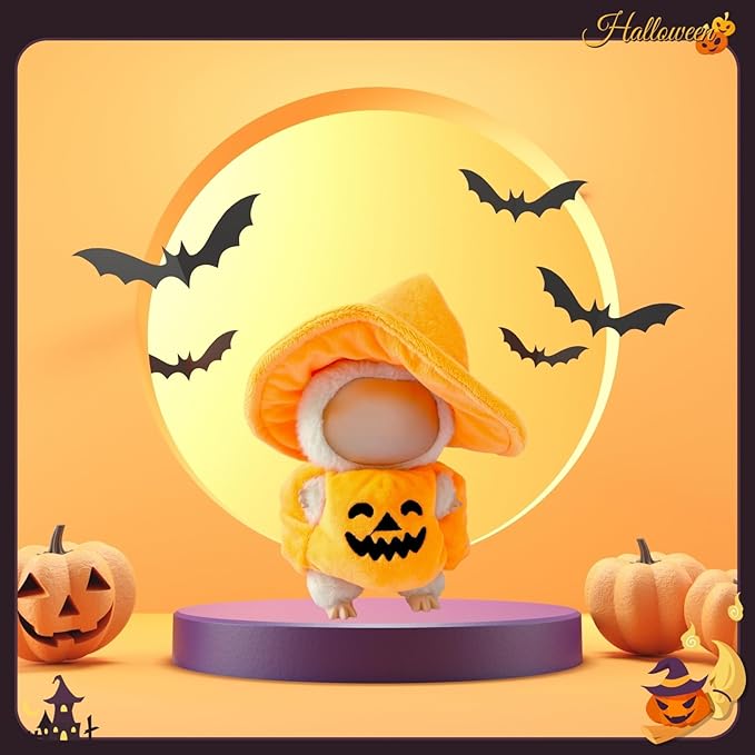17cm Doll Clothes Set, Halloween Themed Costume, Pumpkin Outfit and Witch Hat for 6.7inch Dolls Suit, Cute Fashion Dress Up Clothes Accessories for 1st/2nd/3rd Gen Doll