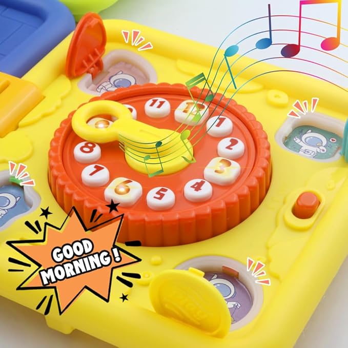 Baby Activity Cube Toy, 6-Sided Learning Toy with Gears, Shapes, Numbers and Puzzles, Multi-Colour (Blue)