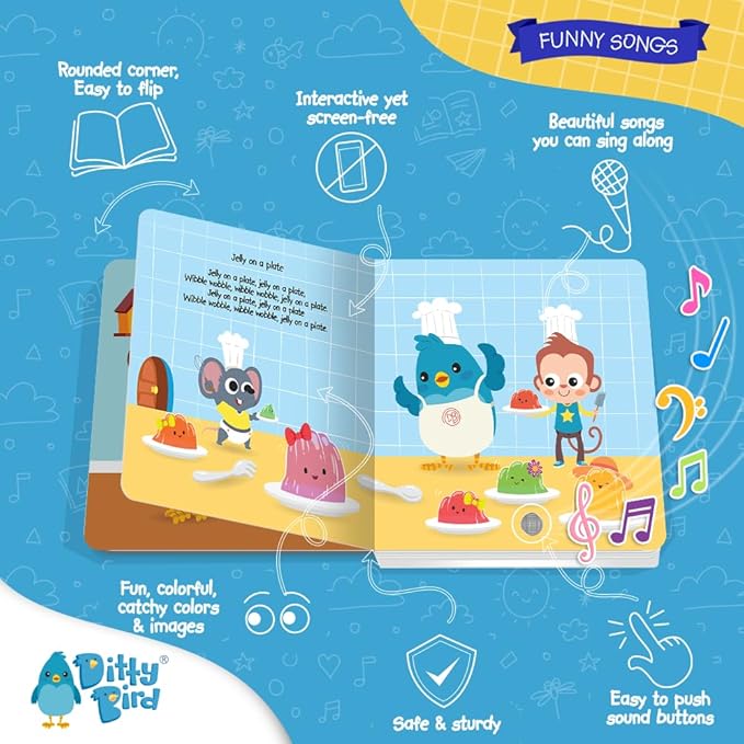 DITTY BIRD Musical Books for Toddlers | Fun Children's Nursery Rhyme Sound Book | The Johny Johny, Yes Papa Story with Interactive Sounds for baby | Gift For 1 Year Old to 3 Year Olds