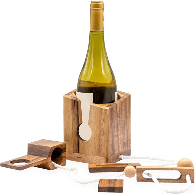 BSIRI Think for Bottle Puzzle - Challenging Brain Teaser and Bottle Holder Game, Functional Bottle Storage, Ideal Bottle Lover Gifts, Fun Gifts, Games, and Romantic Farmhouse Decor
