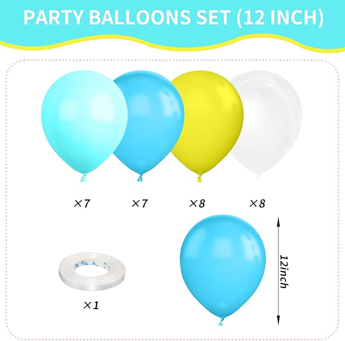 Teal and Yellow Balloons,Party Decorations,Clear Balloon Yellow Blue Teal Clear Balloon for Boy Girls Birthday Baby Shower Party Supplies