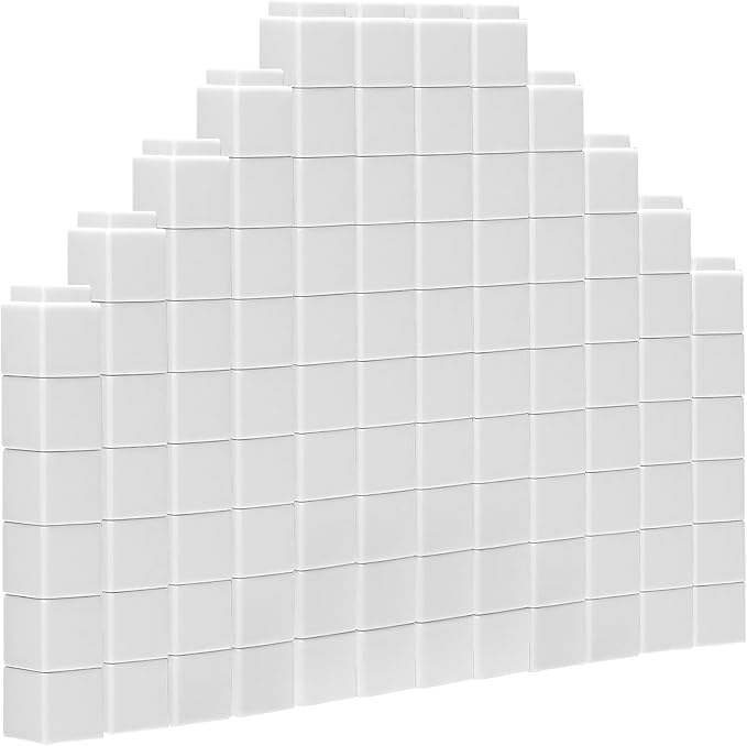 100 Pcs White Linking Cubes for Math Counting Cubes Manipulatives Plastic Counting Block Manipulative Classroom Learning Supplies for Educational Preschool Activities Boy Girl (White)