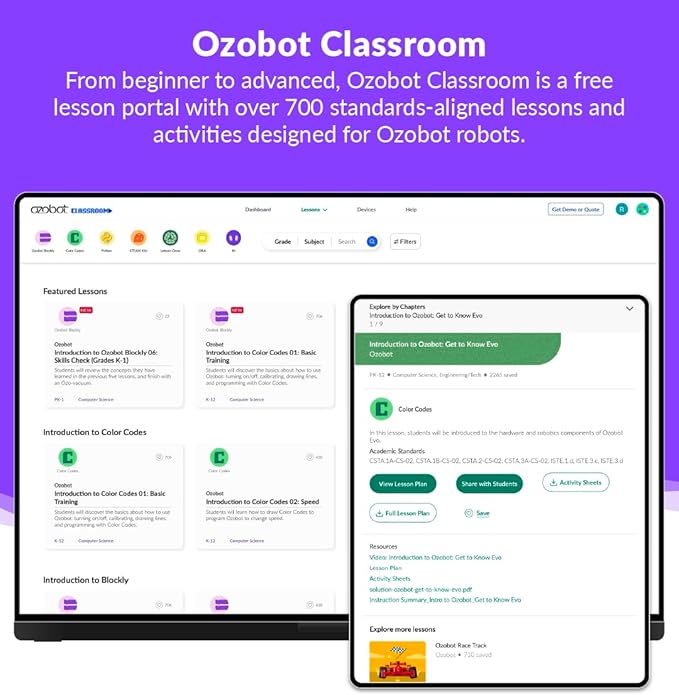 Ozobot Evo Classroom Kit (18 Bots): Interactive Coding Robot, Kids Ages 5+, Includes 18 Evo Robots, Color Code Markers, Charging Cradle, Bot Stickers, Access to 700+ STEAM Lessons, Educators & Parents