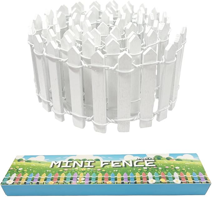 35 Inches White Mini Fairy Garden Fence Small Wood Decorative Picket Fence DIY Micro Landscape Miniature Ornaments for Dollhouse, Crafts, Diorama Project, Plant Pot