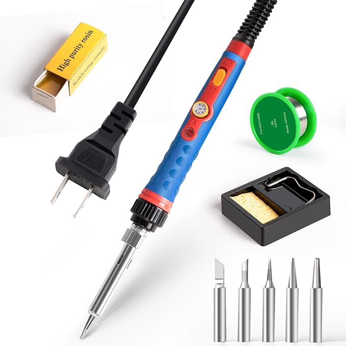 Soldering Iron Kit, 60W 110V Soldering Welding Kit with Ceramic Heater, 10 in 1 Adjustable Temperature Welding Tools, Solder Irons Pen for Metal, Jewelry, Electric Repairing, DIY