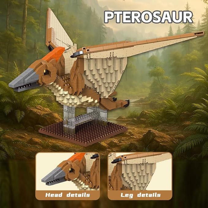Jurassic Dinosaur Micro Building Blocks, 1010pcs Pterosaur Tyrannosaurus Rex DIY Mini Diamond Blocks Bricks Toy for Boys Age 8-12 14+ Teens Adults