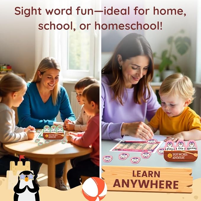 Sight Words Adventure Game | 300 High-Frequency Words for Pre-K to Grade 2 | Sight Word Flash Cards | Preschool Learning Activities | Classroom Must Haves | Kids Ages 3–6 | Up to 4 Players