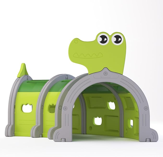 Glaf Tunnel Toys for Toddlers Climb and Crawl Baby Tunnels Play Tunnel for Kids 3-6 Years Old Indoor & Outdoor Toddler Play Equipment for Daycare, Preschool, Playground (Green, 3 Section)