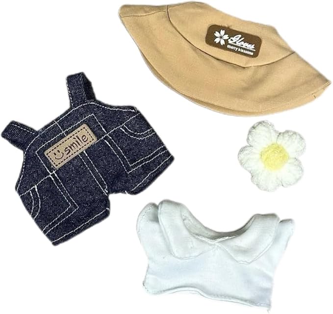 Clothes for Labubu (No Doll), 15cm/17cm Denim Outfit Set, Cute Doll Accessories for Dress-Up Fun, Easy to Wear, Casual Blue Overalls for Daily Play, Display & Collectors