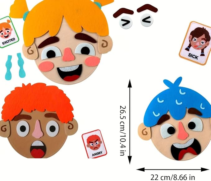 Children's Felt Expression Face DIY Activity Toy, Children's Social Emotional Learning Activity Expression Board Emotional Expression, Educational Puzzle Game Early Education