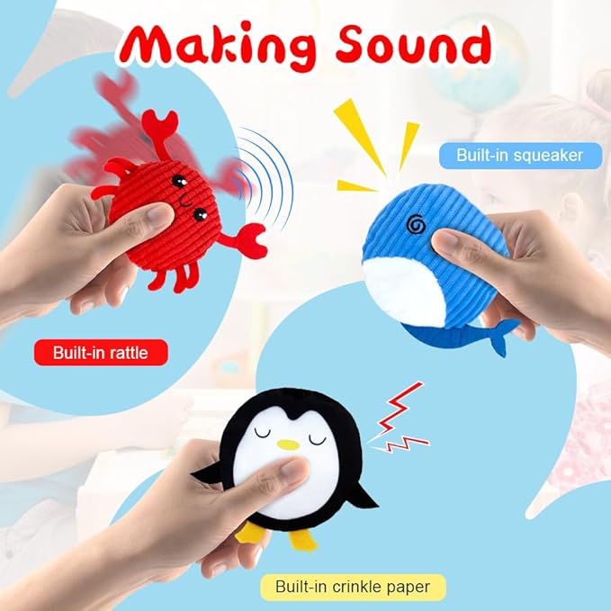 teytoy 10 Packs Sensory Bean Bags for Kids,Texture Sensory Beanbags,Sensory Toys for Autism Kids,Toddler Sensory Toys,Marine Animals Beanbags with Storage Bag,Fine Motor Toys for Preschoolers
