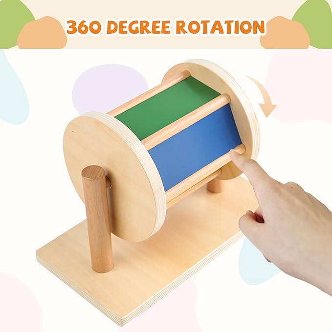Adena Montessori Full-Size Spinning Drum Montessori Toys for Infant 6 - 12 Months 1 Year Old Babies Toddlers (Typical)