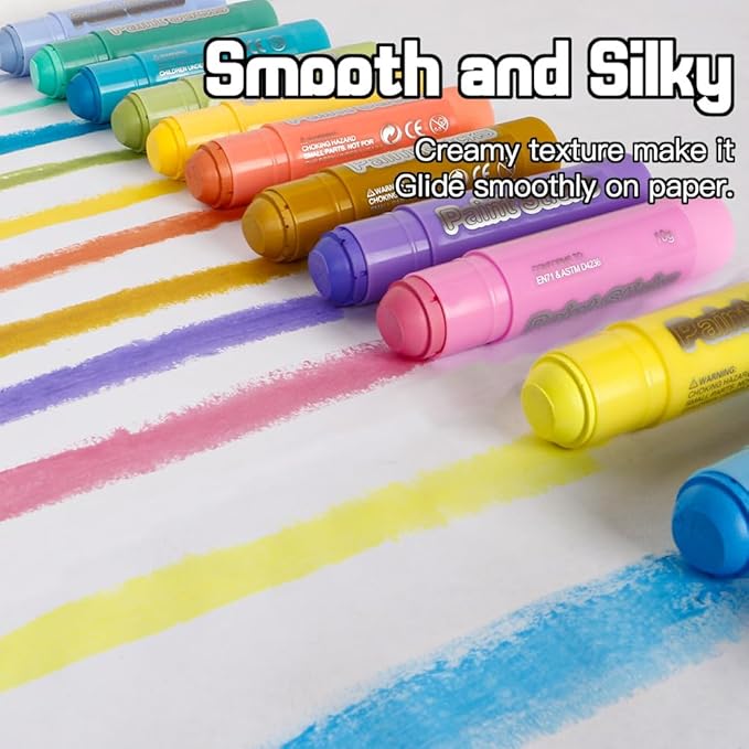 12 Pastel Colors Tempera Paint Sticks Set, Quick-Drying & Washable, Non-Toxic Art Supplies for Kids, Toddlers， Classroom, Mess-Free Crafting on Paper, Wood, Glass