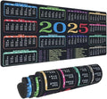 Black Calendar 2025 Desk Pad, Gaming Mouse Pad, Non-Slip Rubber Base, Stitched Edges，23.6x11.8 inch Computer Mouse Mat Keyboard for Home Office