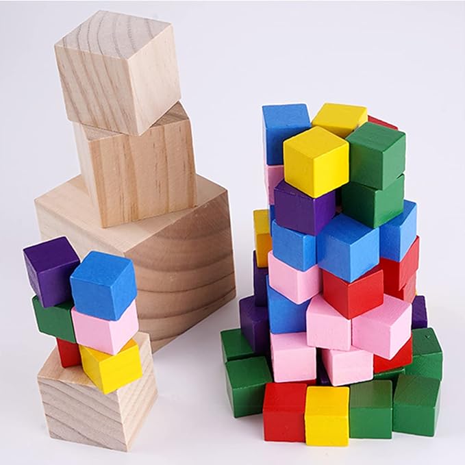 Tosnail 150 Pack 1 Inch Unfinished Wooden Cubes, Blank Wooden Blocks for Crafts Making