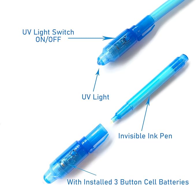 SCStyle 80Pcs Invisible Ink Pen with UV Light Magic Marker for Secret Messages, Writing Information for Birthdays, Easter, Halloween, Christmas Gifts for Students