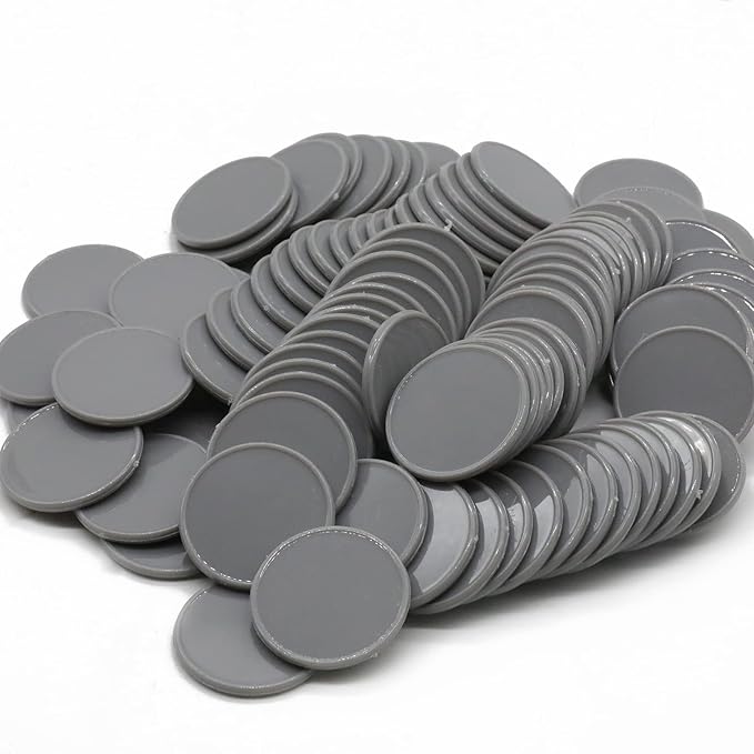 Set of 100 Opaque Plastic Learning Counters Mini Poker Chips Game Tokens with Storage Box (Gray, 1 Inch)