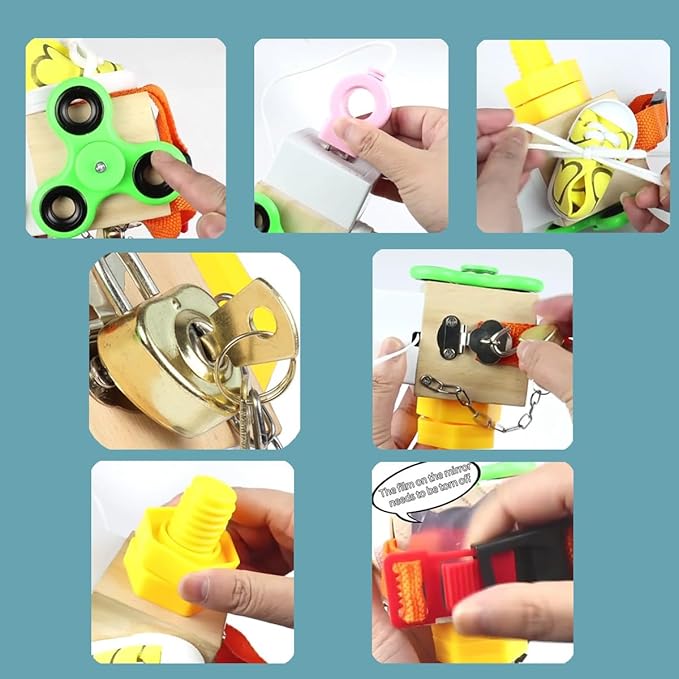 Busy Cube Montessori Toy for Toddlers Kids Sensory Wooden Activity Busy Board Educational Activities Travel Toy Kids