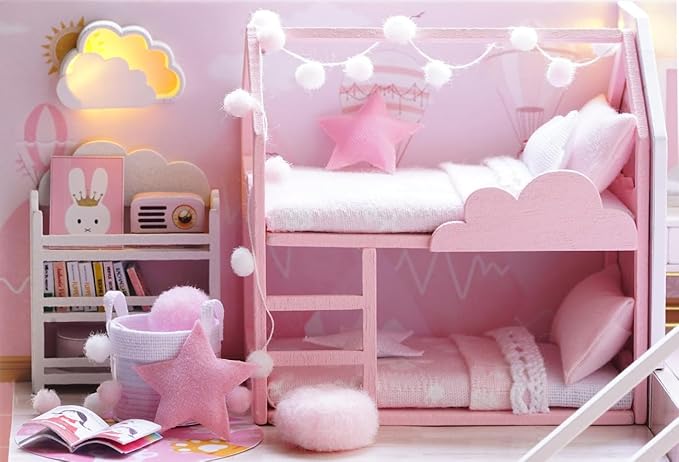 CUTEROOM DIY Miniature Dollhouse Kit with Furniture,Wooden Doll House DIY House Kit for Birthday Christmas- Meeting Your Sweet
