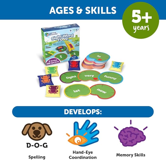 Learning Resources Sight Word Toss, Sight Word Phonics Games, Reading Flash Cards, Ages 5+
