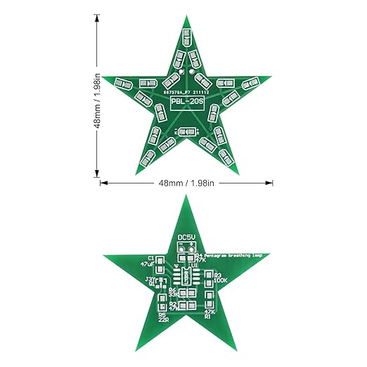 Soldering Practice Kit DIY Five Pointed Star Shaped Green LED Breathing Light SMD Electronics Projects Learn How to Solder(03XX02)