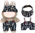 2-Piece Clothes for Labubu (NO Doll), Handmade Liberty Fabric Dress and Bow Set for 17CM Dolls, Cute Outfit Accessories (Cheetah)