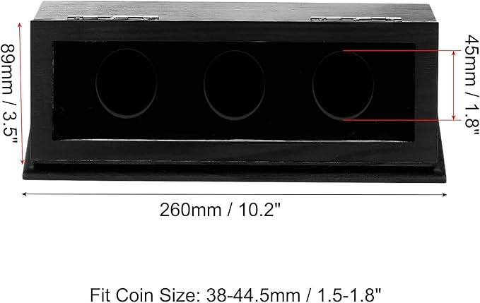 PATIKIL Coin Display Case, 3 Slots Coin Presentation Display Box Coin Box Coin Case with Coin Holder Fit 38-44.5mm Coin for Silver Dollar Collectors, Black