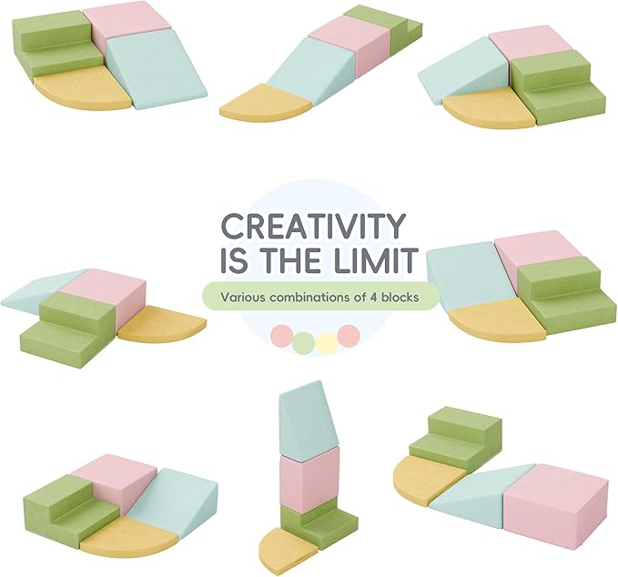 TOLEAD Large Baby Climbing Blocks 4pcs Climbing Toys for Toddlers - Ultra High Density Soft Foam Play Gym Equipment Easy Wash for Indoor Nursery