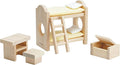 PlanToys Wooden Classic Line of Dollhouse Furniture - Children's Bunk Bedroom Set (9502) | Sustainably Made from Rubberwood and Non-Toxic Paints and Dyes | PlanNatural Classic Wooden Toy Collection