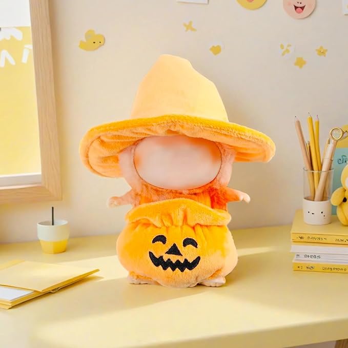 17cm Doll Clothes Set,2 Piece with Cute Pumpkin Dolls Outfits for a Spooky Halloween Dressed-Up Look, Fashion Handmade Accessories for Dolls (Doll Not Included) Halloween Pumpkin Set