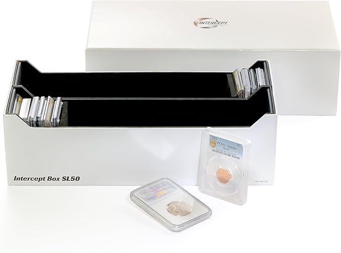 LIGHTHOUSE - Storage Box SL 50 for 50 Coin Slabs Including PCGS, NGC, ANACS with INTERCEPT TECHNOLOGY Corrosion Protection (12 5/8" x 6" x 3 7/8")