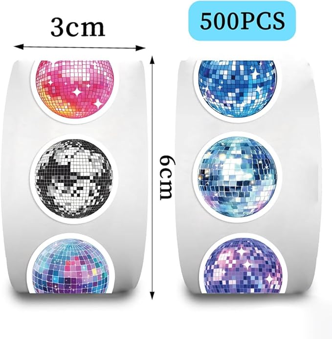 500pcs Cool Disco Ball Stickers - Vintage Retro Stickers, 1 Inch Self-Adhesive for Laptop, Luggage, Scrapbook, Bottles, Crafts & Decor