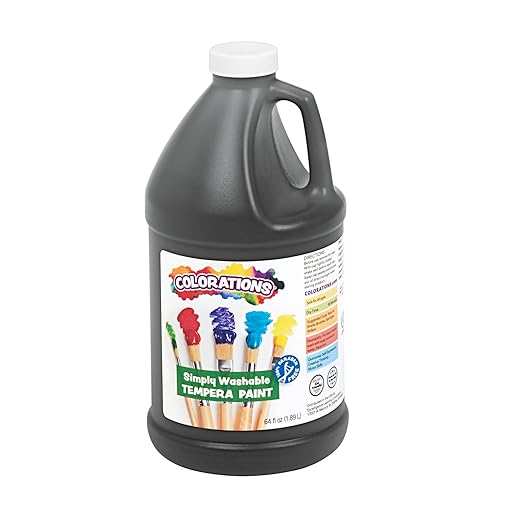Colorations® 1/2 Gallon Black Simply Washable Tempera Paint, Paint, Tempera Paint, Washable Paint, Kids Paint, Vibrant Paint Colors, Paint for Children, Art Supplies, Painting