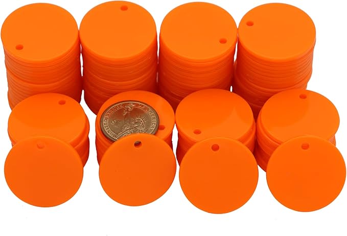 35MM with Holes, 120 Pieces per Box of Plastic Poker Chips - Perfect for Bar Activities, Teaching Games, and Customizable Accessories with Text.