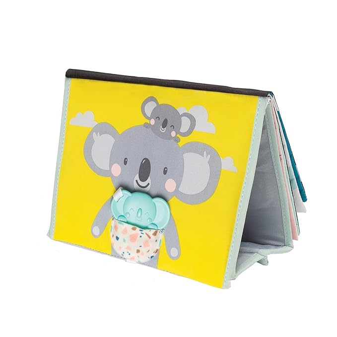 Taf Toys Tummy Time Toys High Contrast Baby Book. Fun, Interactive Crinkle Books for Babies with Mirror & Soft Koala Teether - Baby Tummy Time Book